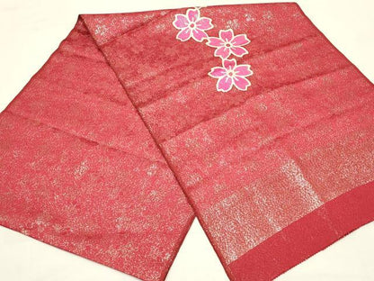 平和屋本店●和装小物　帯締め・帯揚げセット　振袖用　丸ぐけ　刺繍　丹後ちりめん　金糸　金通し地　撚り房　正絹　逸品　AABD4002ay
