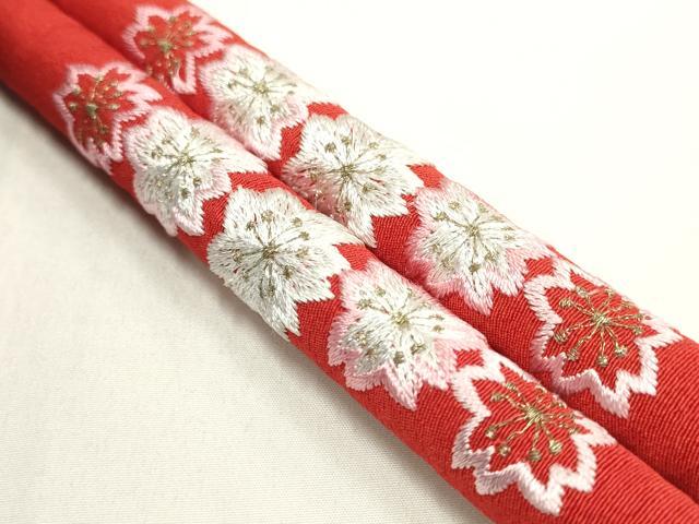 平和屋本店●和装小物　帯締め・帯揚げセット　振袖用　丸ぐけ　刺繍　丹後ちりめん　金糸　金通し地　撚り房　正絹　逸品　AABD4002ay