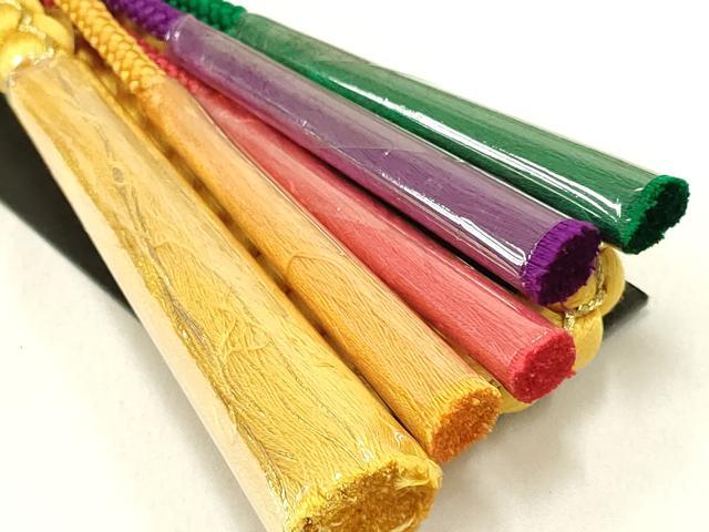 平和屋本店●和装小物 帯締め・帯揚げセット 振袖用 葉尽くし 暈し染め 金糸 正絹 逸品 未使用 AABD4004ay