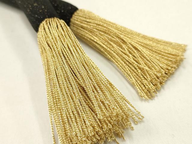 平和屋本店●和装小物 帯締め・帯揚げセット 振袖用 刺繍 丸ぐけ 金糸 金銀通し地 撚り房 正絹 逸品 AABD4005ay