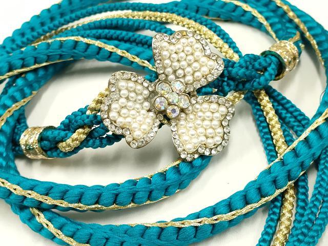平和屋着物●和装小物 振袖用帯締め 装飾 ラインストーン パール 金糸 逸品 AABD4031ay