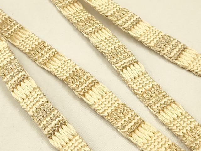 平和屋着物●和装小物　上質な帯締め　龍工房作　綾竹鎧組　金糸　高藤　正絹　逸品　未使用　AABD4184ay