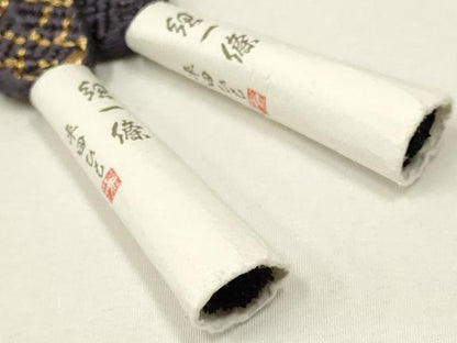 平和屋着物●和装小物　上質な帯締め　平田ひも　紐一條　暈し　金糸　正絹　逸品　未使用　AABD4187ay