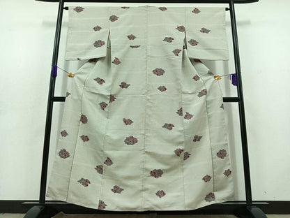 平和屋着物■上質な紬　100亀甲　更紗花文　正絹　逸品　AABD4223jh