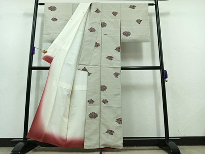 平和屋着物■上質な紬　100亀甲　更紗花文　正絹　逸品　AABD4223jh
