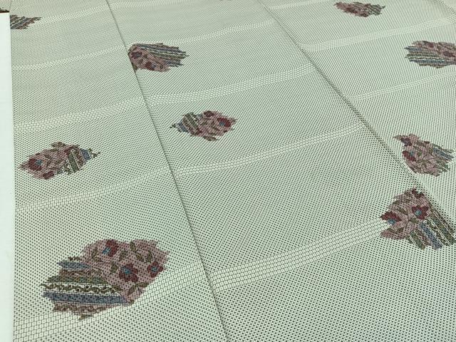 平和屋着物■上質な紬　100亀甲　更紗花文　正絹　逸品　AABD4223jh