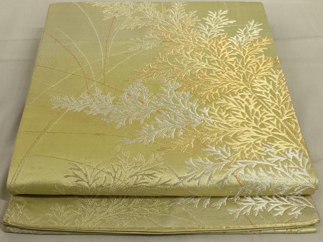 平和屋着物◎六通柄袋帯 草葉文 金銀糸 正絹 逸品 AABD4242ou