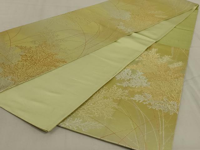 平和屋着物◎六通柄袋帯 草葉文 金銀糸 正絹 逸品 AABD4242ou