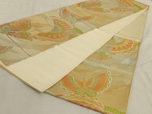 平和屋着物◎六通柄袋帯 舞蝶文 金銀糸 正絹 逸品 AABD4244ou