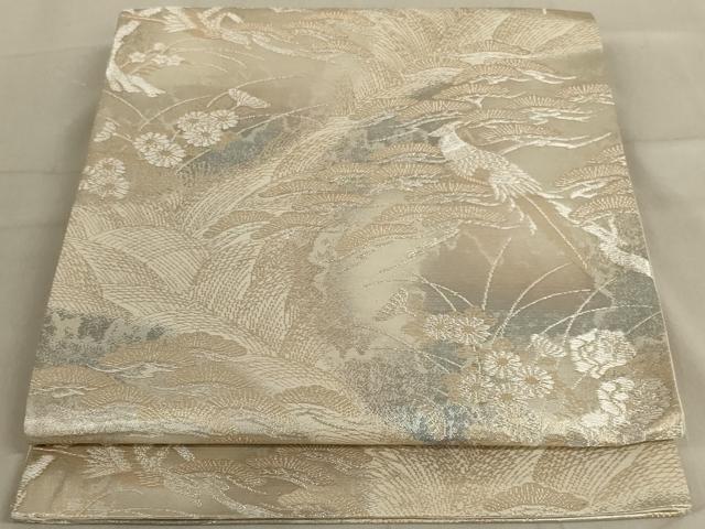 平和屋着物◎六通柄袋帯　花鳥風景文　金銀糸　正絹　逸品　AABD4254ou