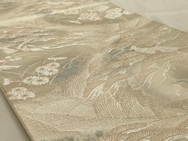 平和屋着物◎六通柄袋帯　花鳥風景文　金銀糸　正絹　逸品　AABD4254ou