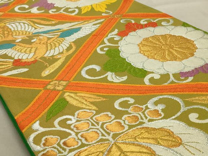平和屋着物◎六通柄袋帯　唐織　天井花鳥文　金銀糸　正絹　逸品　AABD4256ou