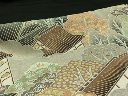 平和屋着物■豪華黒留袖 風景文 金彩 正絹 逸品 AABD4282jh