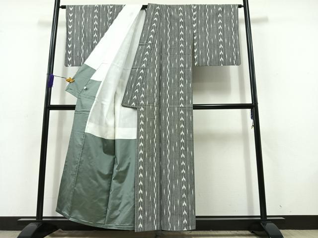 平和屋着物■上質な紬 幾何学文様 正絹 逸品 AABD4289jh