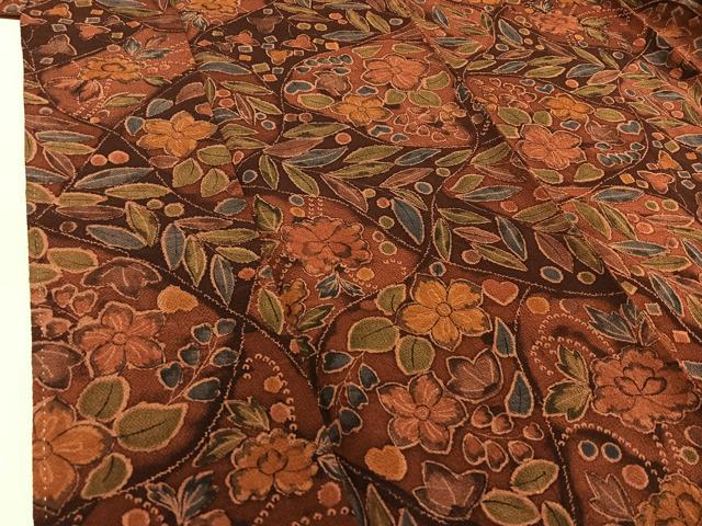 平和屋着物□上質な小紋 草花文 鬼しぼ縮緬 正絹 逸品 AABD4291jh