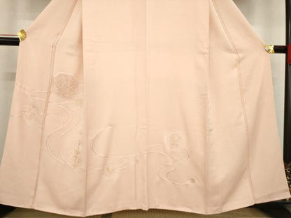 平和屋着物●豪華色留袖　総刺繍　鏡裏花文　一斤染色　金糸　正絹　逸品　AABD4336ck