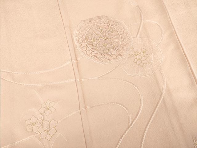 平和屋着物●豪華色留袖　総刺繍　鏡裏花文　一斤染色　金糸　正絹　逸品　AABD4336ck