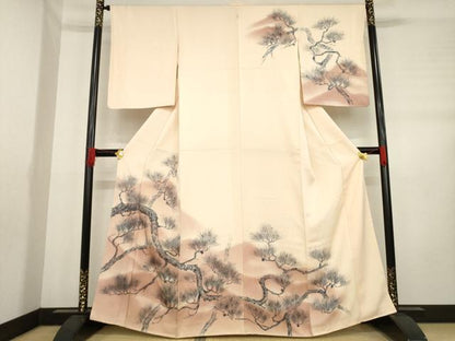 平和屋着物●訪問着　手描き　松　暈し染め　正絹　逸品　AABD4340ck