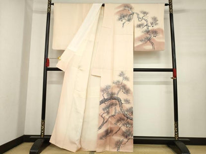 平和屋着物●訪問着　手描き　松　暈し染め　正絹　逸品　AABD4340ck