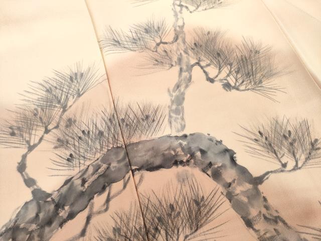 平和屋着物●訪問着　手描き　松　暈し染め　正絹　逸品　AABD4340ck