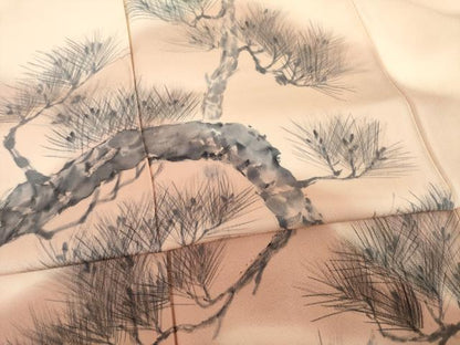 平和屋着物●訪問着　手描き　松　暈し染め　正絹　逸品　AABD4340ck