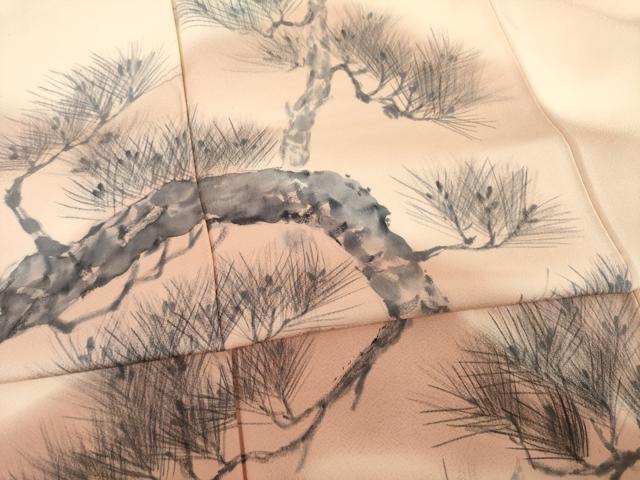 平和屋着物●訪問着　手描き　松　暈し染め　正絹　逸品　AABD4340ck