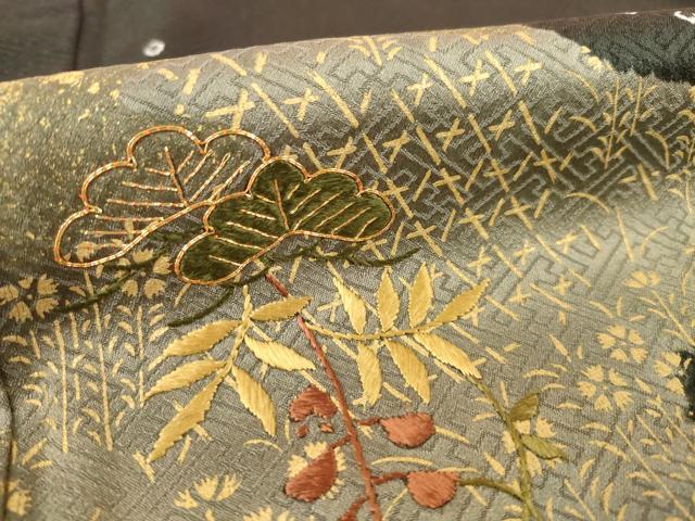 平和屋着物●訪問着 駒刺繍 絞り 道長花蝶文 金彩 正絹 逸品 AABD4351ck