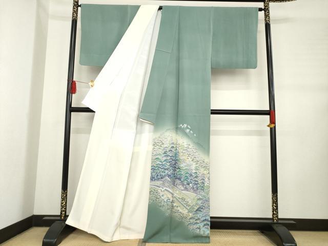 平和屋着物●豪華色留袖 友禅 作家物 風景松文 正絹 逸品 AABD4359ck
