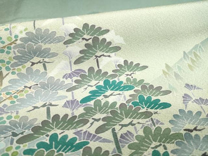 平和屋着物●豪華色留袖 友禅 作家物 風景松文 正絹 逸品 AABD4359ck