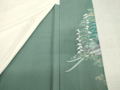 平和屋着物●豪華色留袖 友禅 作家物 風景松文 正絹 逸品 AABD4359ck