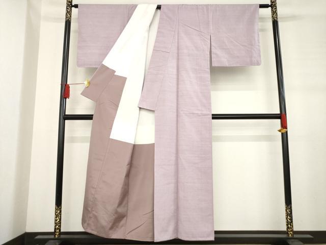 平和屋着物●結城紬　色無地　梅鼠色　正絹　逸品　AABD4363ck