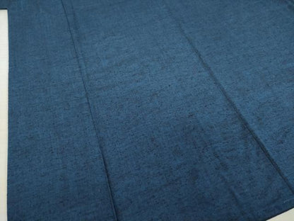 平和屋着物●男性　紬　アンサンブル　藍鉄色　正絹　逸品　AABD4366ck