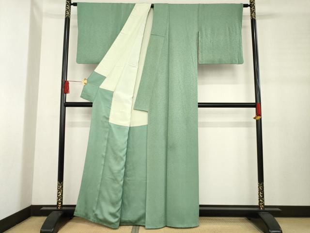 平和屋着物●上質な色無地　老竹色　正絹　逸品　AABD4372ck