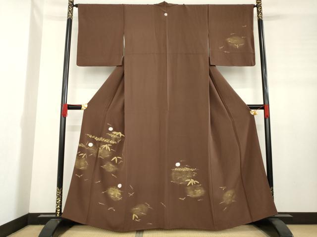 平和屋着物●訪問着 笹 松葉 梅 金彩 正絹 逸品 AABD4374ck
