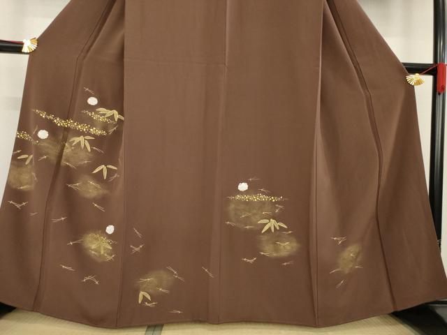 平和屋着物●訪問着 笹 松葉 梅 金彩 正絹 逸品 AABD4374ck