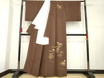 平和屋着物●訪問着 笹 松葉 梅 金彩 正絹 逸品 AABD4374ck