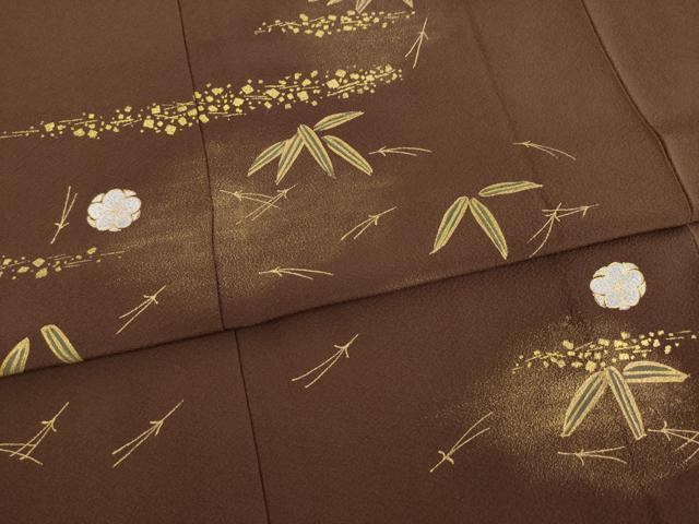 平和屋着物●訪問着 笹 松葉 梅 金彩 正絹 逸品 AABD4374ck