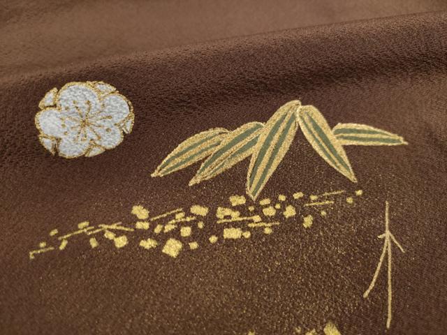 平和屋着物●訪問着 笹 松葉 梅 金彩 正絹 逸品 AABD4374ck