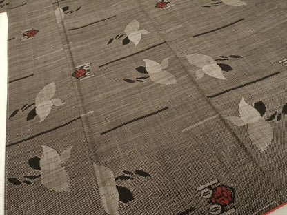 平和屋着物●本場大島紬 一元7マルキ 草花文 正絹 逸品 AABD4382ck