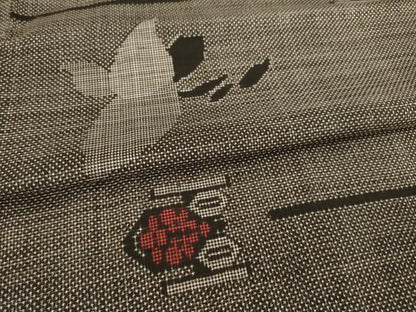 平和屋着物●本場大島紬 一元7マルキ 草花文 正絹 逸品 AABD4382ck
