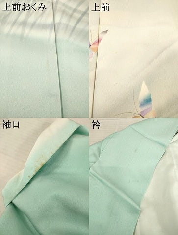 平和屋着物●染色作家 草野一騎 訪問着 舞蝶文 暈し染め 銀彩 正絹 逸品 AABD4385ck