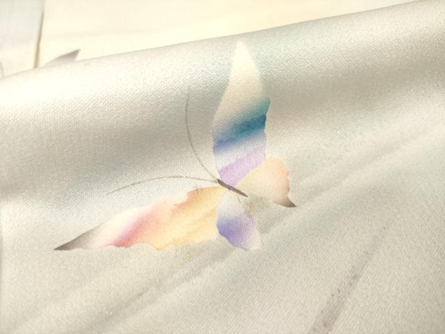 平和屋着物●染色作家 草野一騎 訪問着 舞蝶文 暈し染め 銀彩 正絹 逸品 AABD4385ck