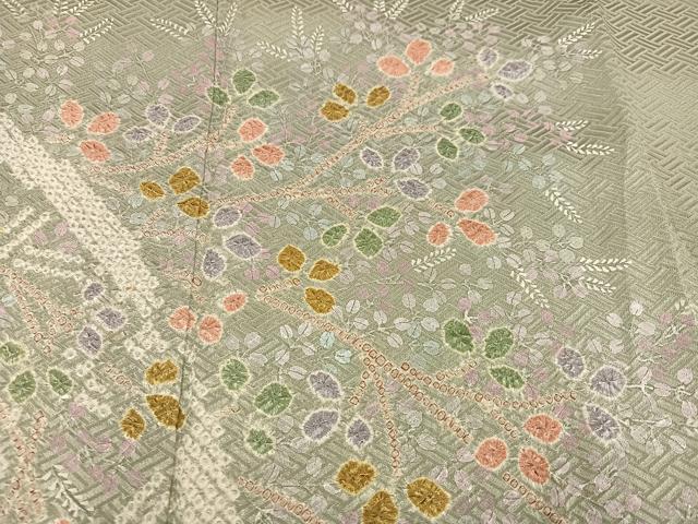 平和屋着物●訪問着　絞り　草花文　正絹　逸品　AABD4402ph
