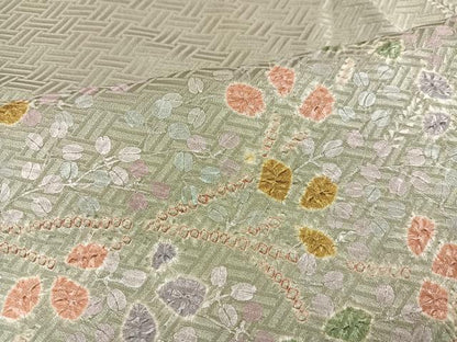平和屋着物●訪問着　絞り　草花文　正絹　逸品　AABD4402ph