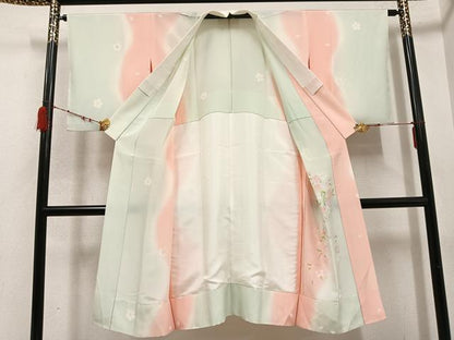 平和屋着物●長襦袢 無双仕立て 作家物 桜 暈し染め 正絹 逸品 AABD4408ph