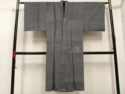 平和屋着物●男性　長襦袢　無双仕立て　紬地　絞り　松　正絹　逸品　AABD4410ph