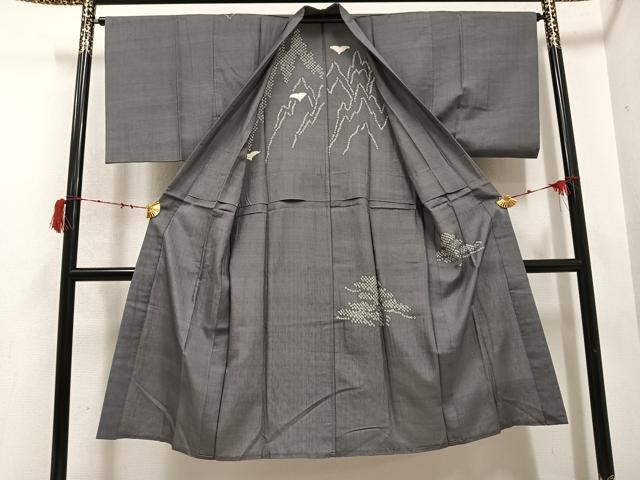 平和屋着物●男性　長襦袢　無双仕立て　紬地　絞り　松　正絹　逸品　AABD4410ph
