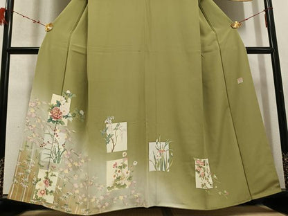 平和屋着物●訪問着 友禅 作家物 色紙草花文 暈し染め 正絹 逸品 AABD4411ph