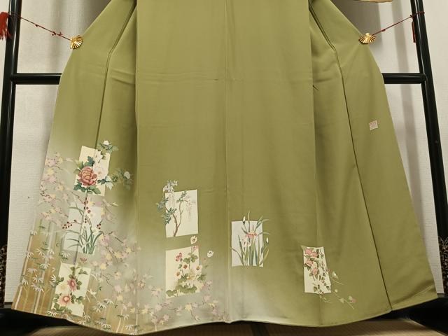 平和屋着物●訪問着 友禅 作家物 色紙草花文 暈し染め 正絹 逸品 AABD4411ph