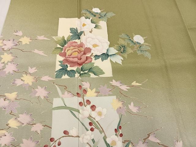 平和屋着物●訪問着 友禅 作家物 色紙草花文 暈し染め 正絹 逸品 AABD4411ph